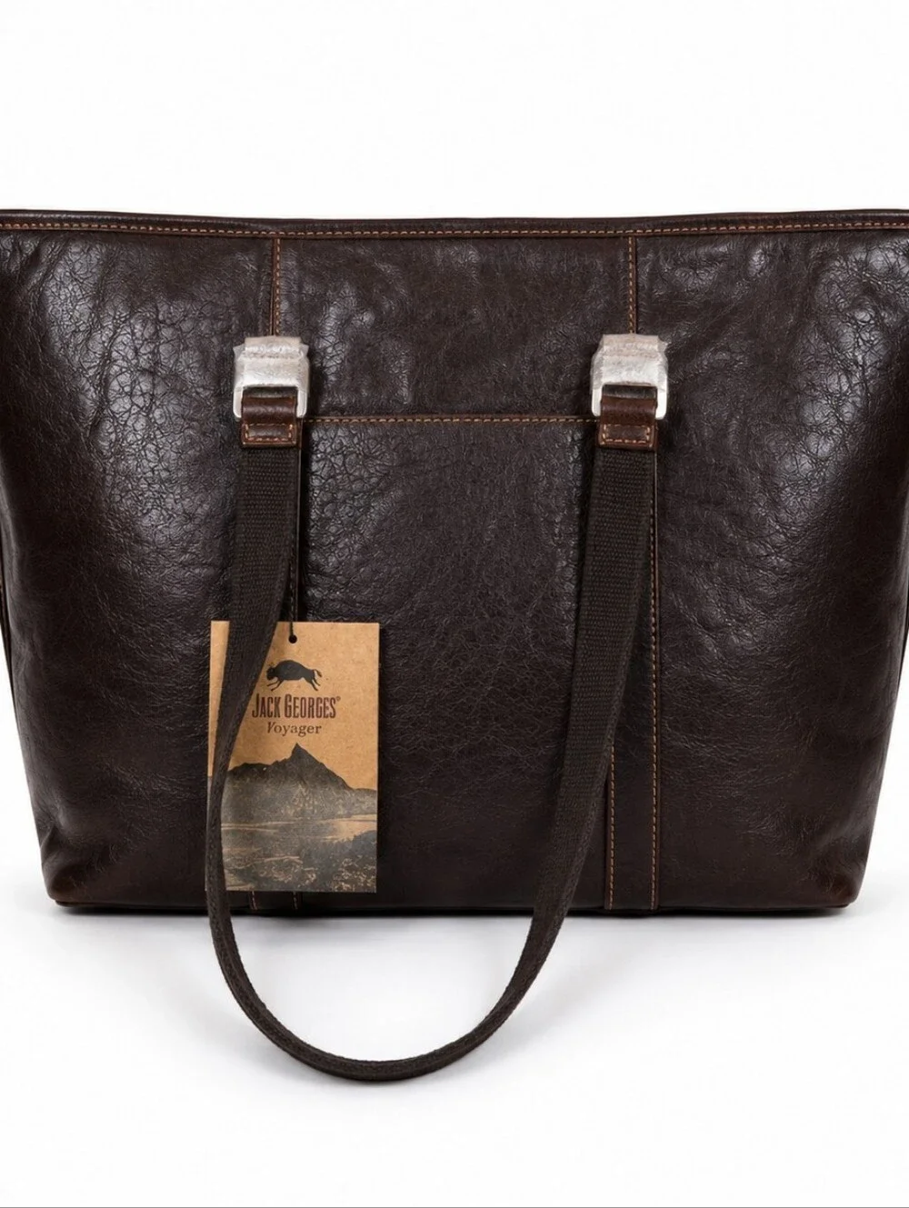 Jack Georges Voyager Brown Buffalo Leather Shopper Tote Bag